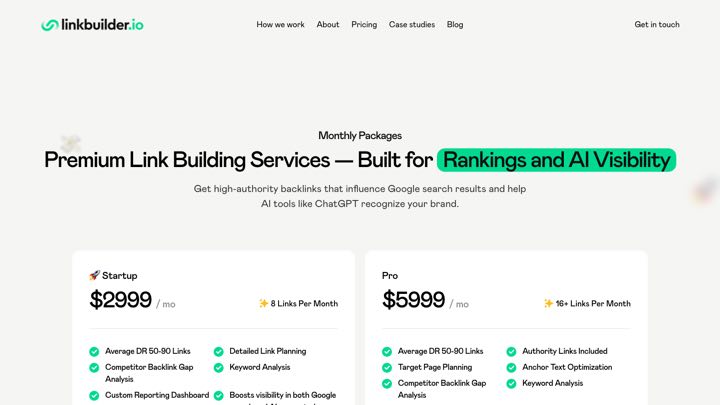 Screenshot: LinkBuilder.io monthly link building packages