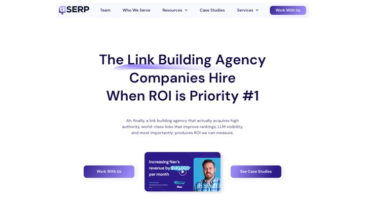Screenshot: uSERP link building agency homepage