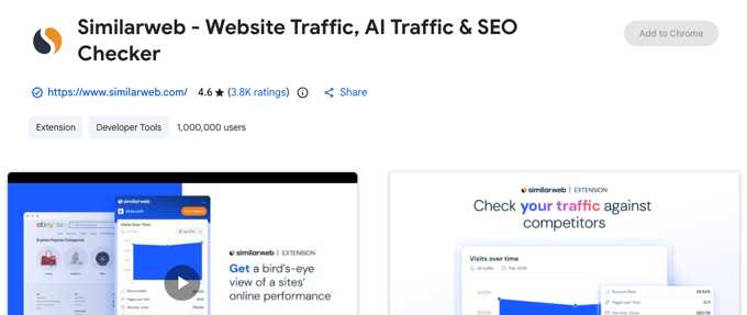 Similarweb listing in the Chrome Web Store