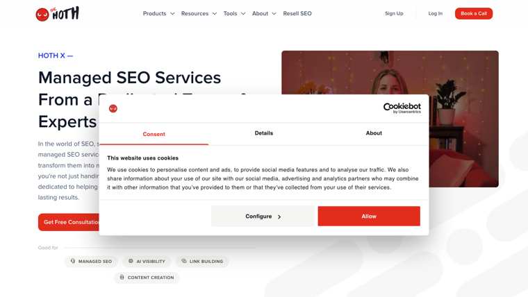 The HOTH managed SEO page
