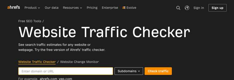 Ahrefs Website Traffic Checker