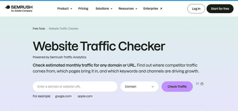 Semrush Website Traffic Checker