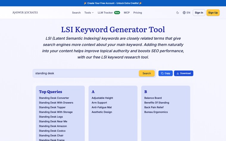 Answer Socrates LSI keyword generator results for 