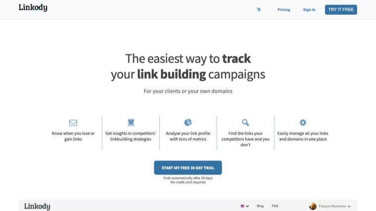 Linkody homepage