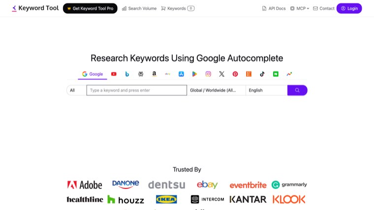 Keyword Tool pulling autocomplete suggestions across multiple platforms