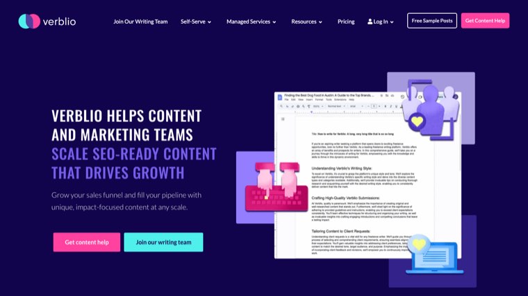 Verblio homepage