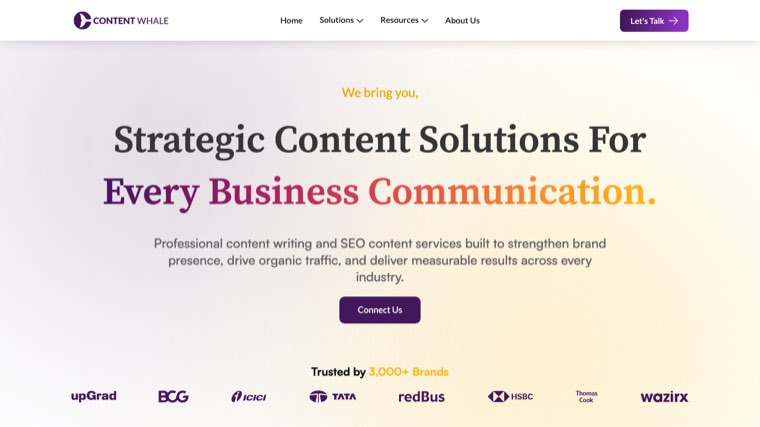 Content Whale homepage