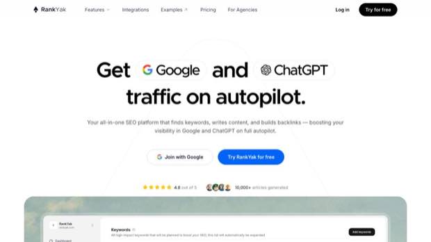 RankYak homepage