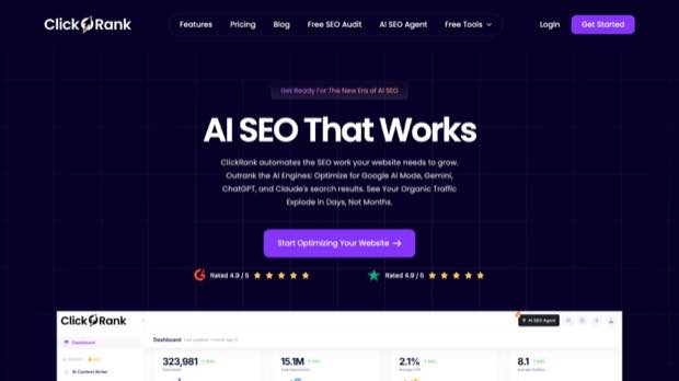 ClickRank homepage