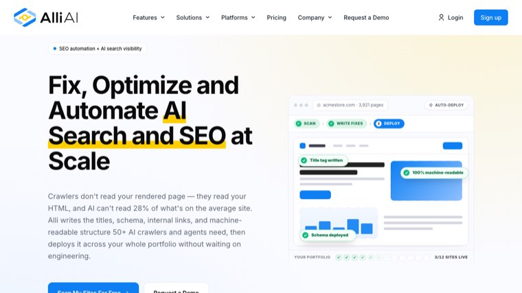 Alli AI search visibility platform