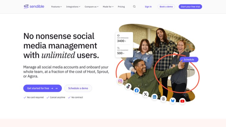 Sendible homepage