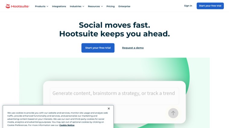 Hootsuite homepage