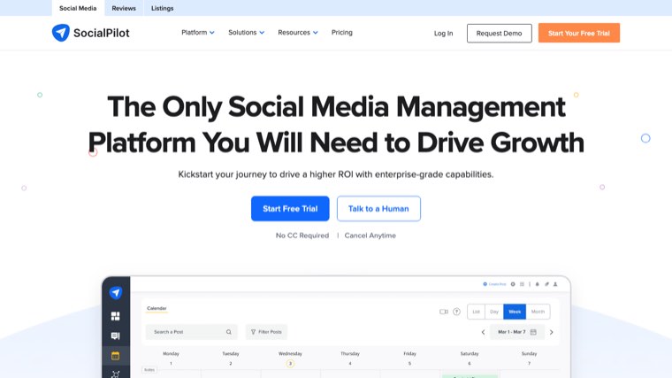 SocialPilot homepage