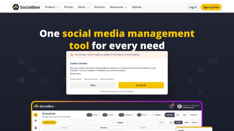 SocialBee homepage