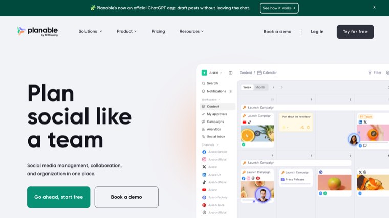 Planable homepage