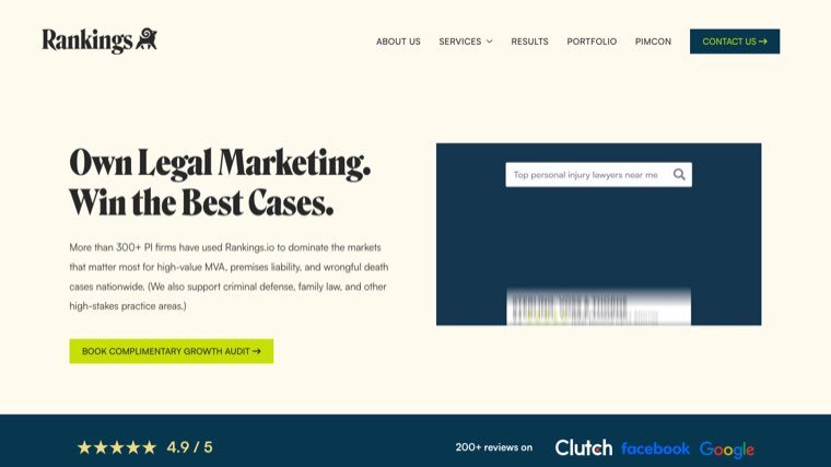 Rankings.io homepage