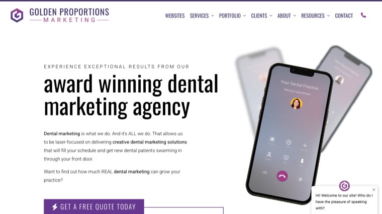 Golden Proportions Marketing homepage