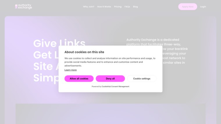 Authority Exchange homepage