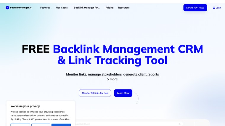Backlink Manager homepage
