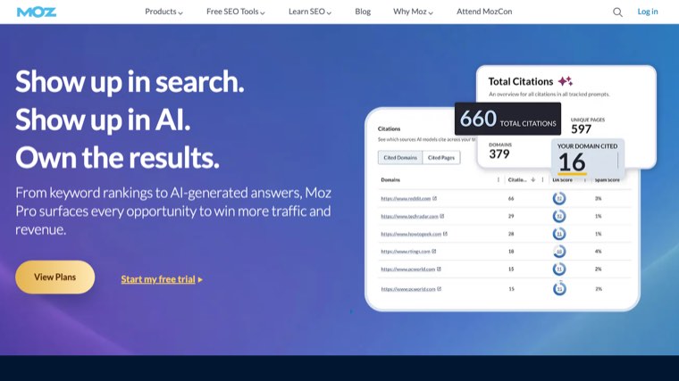 Moz homepage