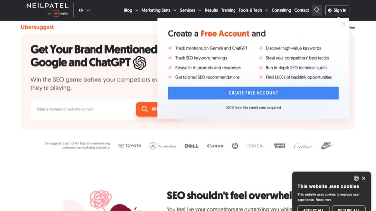 Ubersuggest keyword research