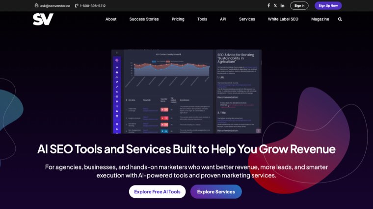 SEO Vendor homepage
