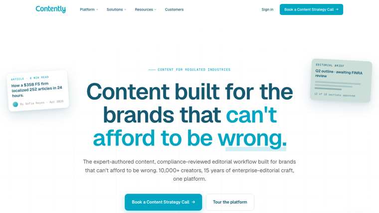 Contently homepage