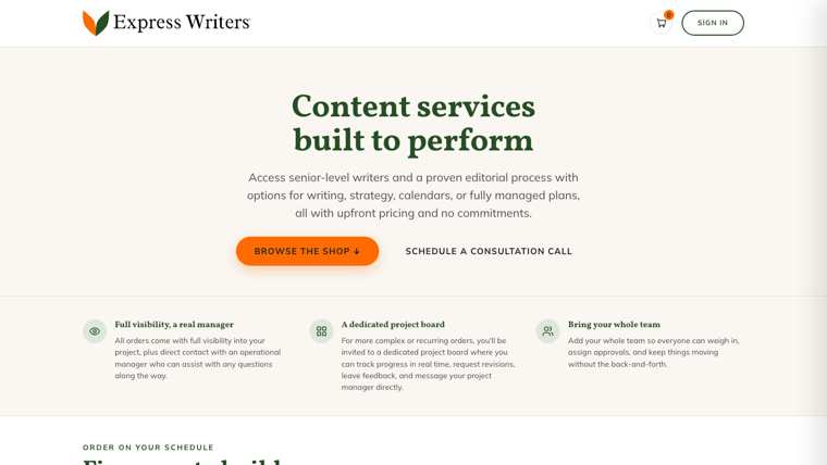 Express Writers content shop