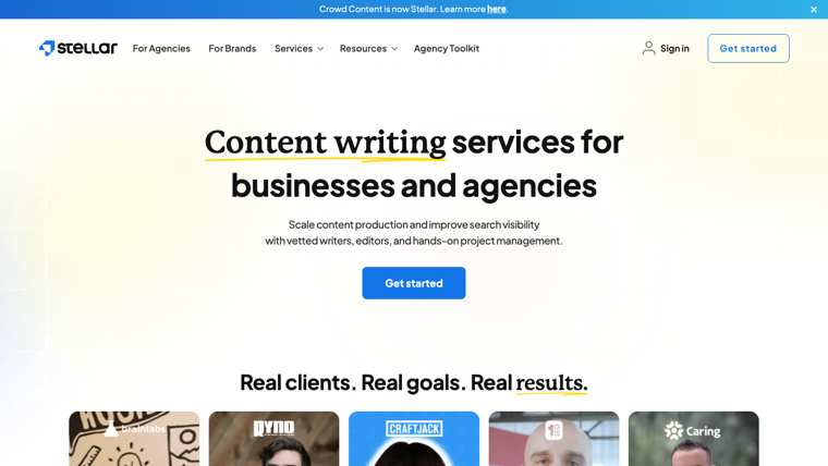 Stellar (formerly Crowd Content) homepage