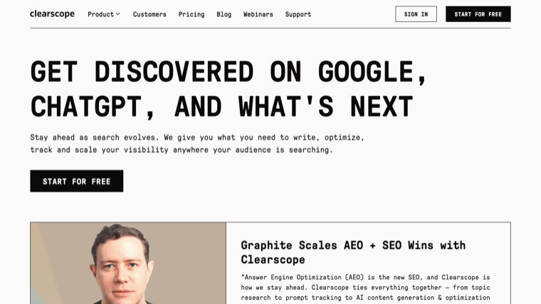 Clearscope homepage