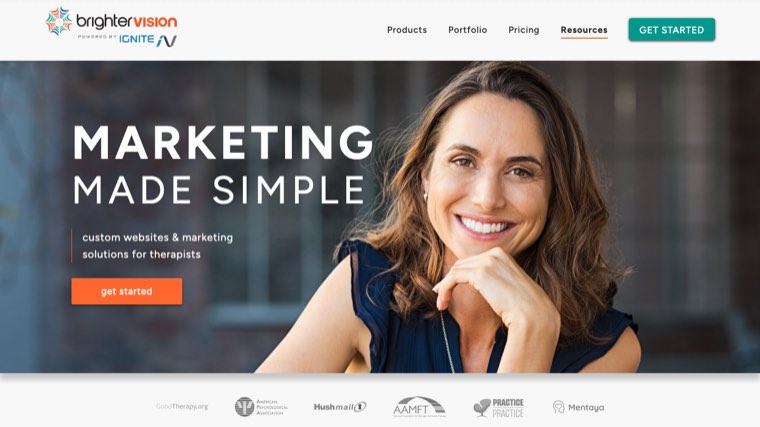 Brighter Vision therapist website design and hosting