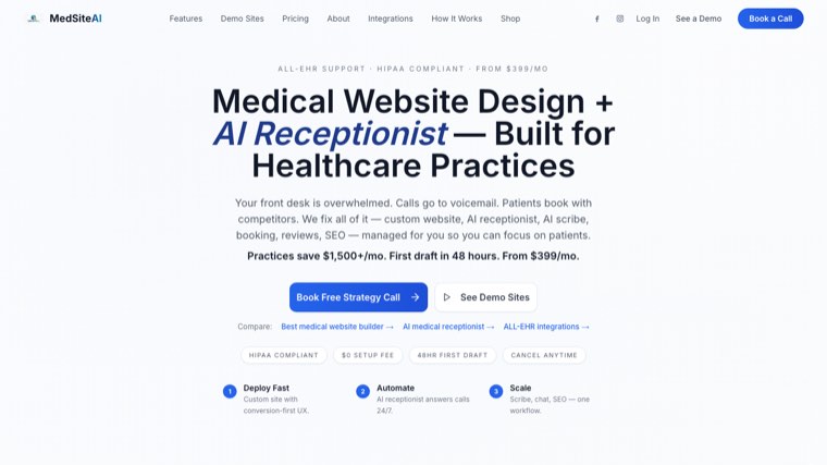 MedSiteAI medical website builder with AI patient receptionist