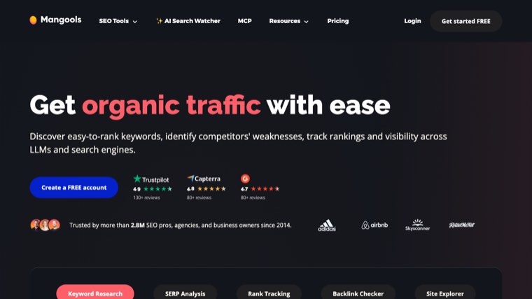 Mangools homepage