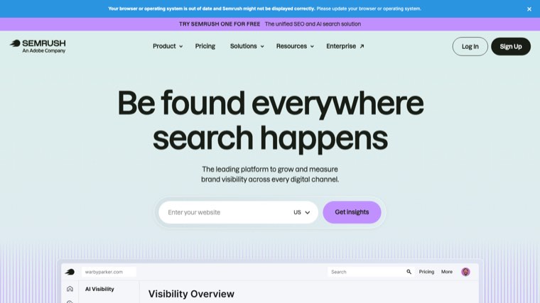 Semrush homepage