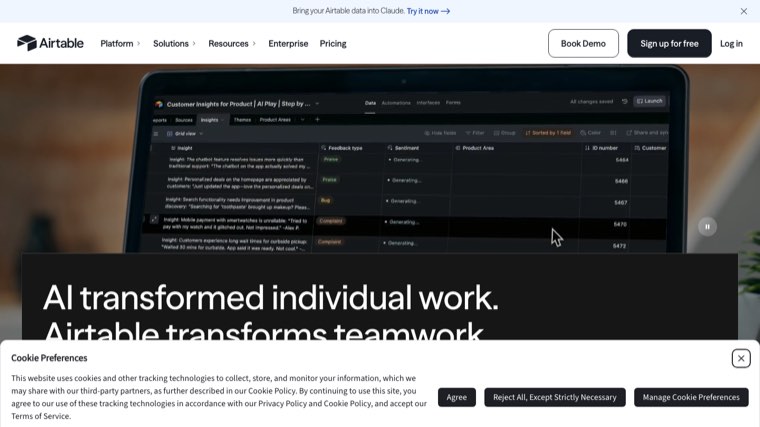 Airtable's content calendar template