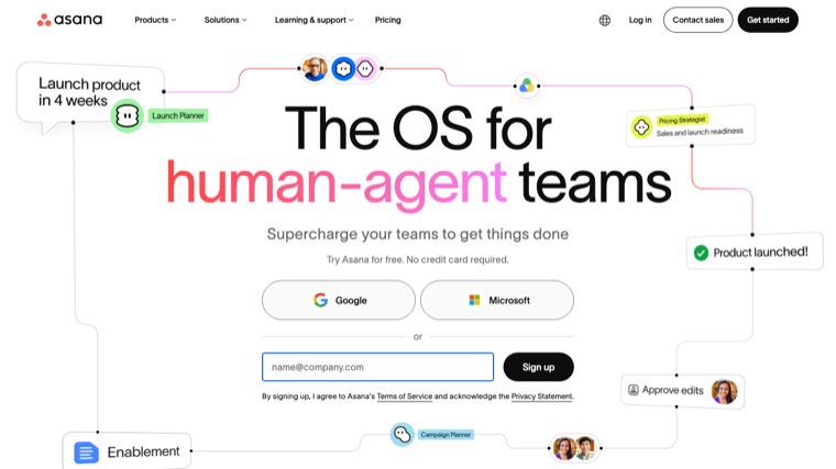 Asana's editorial calendar template