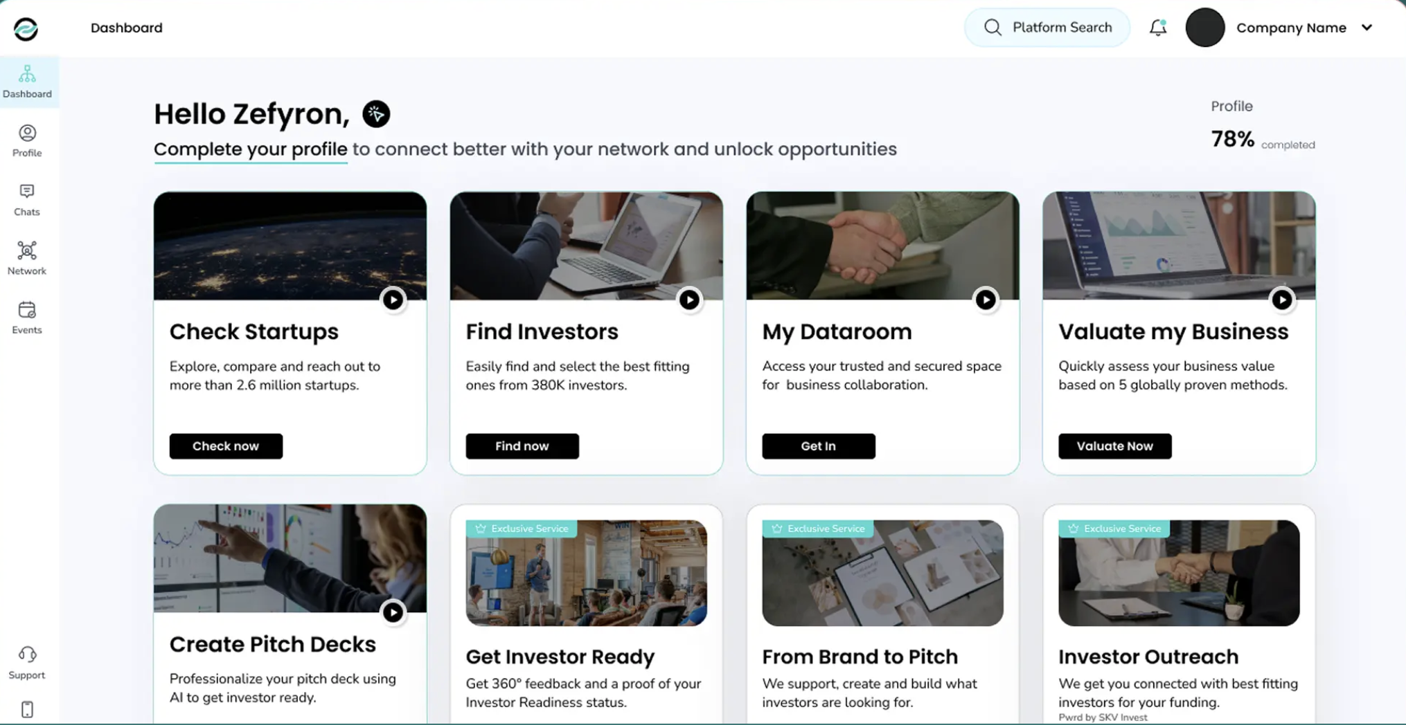 AI-powered startup fundraising platform matchmaking dashboard