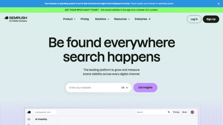 Semrush API homepage
