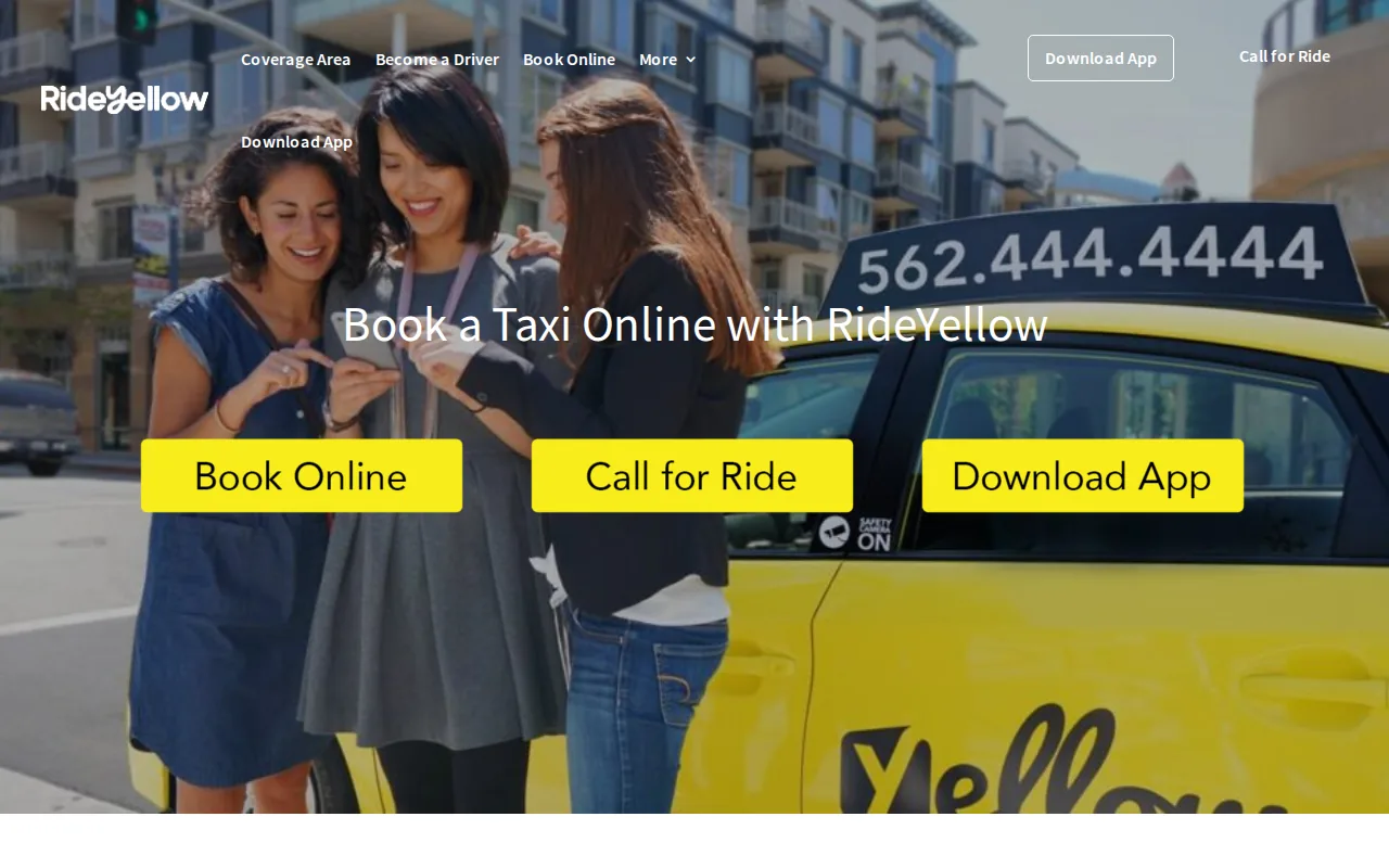 Screenshot of the RideYellow website