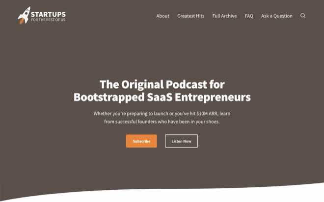 Startups For the Rest of Us podcast website