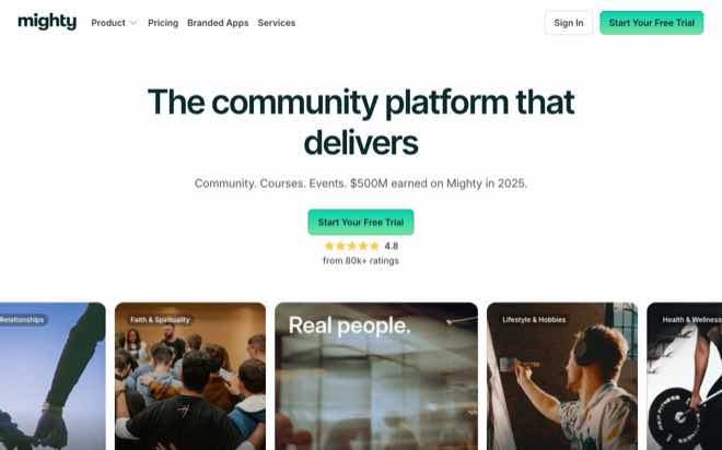 Mighty Networks homepage