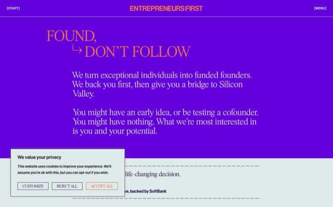 Entrepreneur First homepage