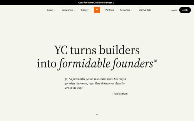 Y Combinator homepage