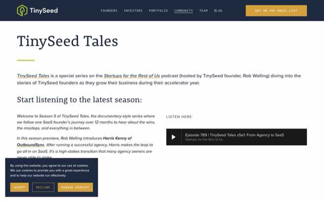 TinySeed Tales podcast page