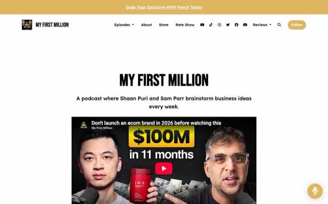 My First Million podcast website