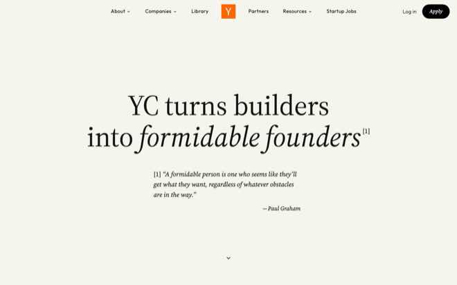 Y Combinator homepage