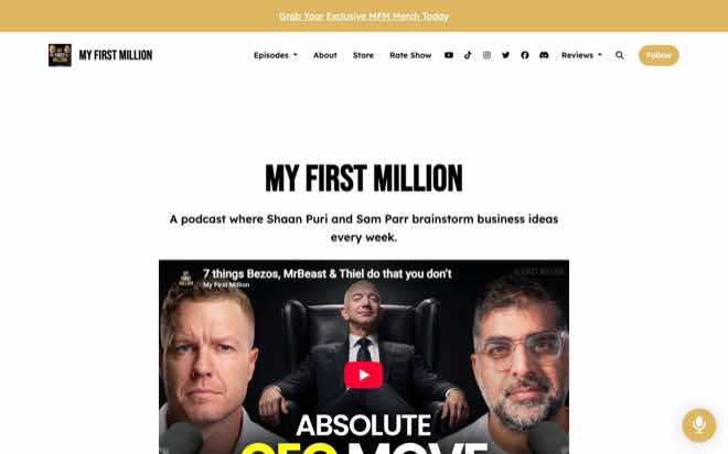 My First Million podcast website