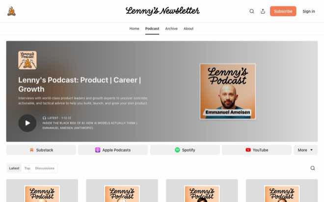 Lenny's Podcast: product, career and growth interviews