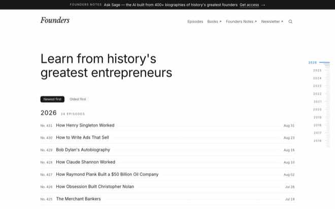 Founders podcast by David Senra