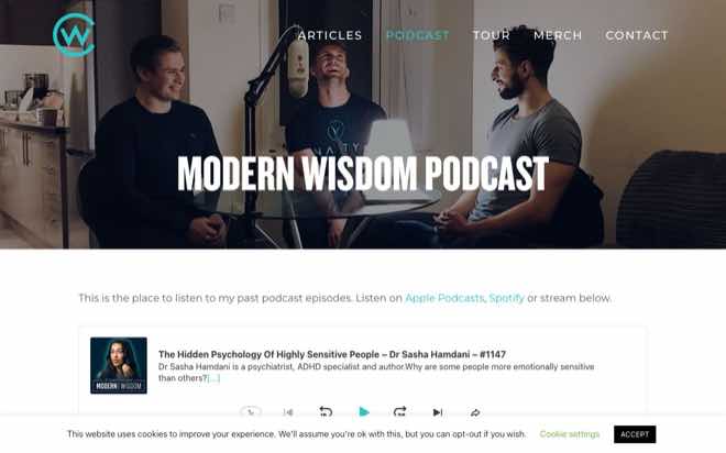 Modern Wisdom podcast page